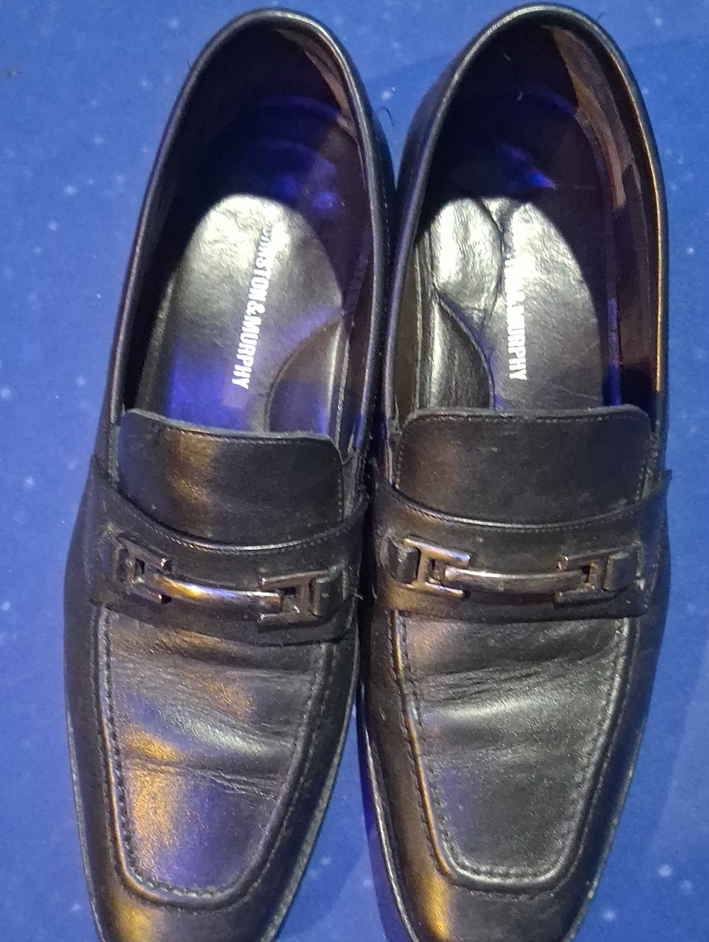 Johnston & Murphy Black Leather Penny-Style Bit Loafers